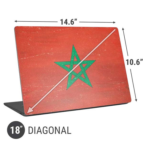 Morocco Flag Distressed Universal Laptop 18in (14.6 x 10.6in) Skin